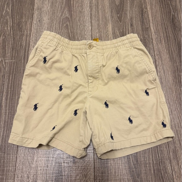 Polo Ralph Lauren Other - Polo Ralph Lauren Boys Beige Khaki Navy Blue Logo Shorts Size 10